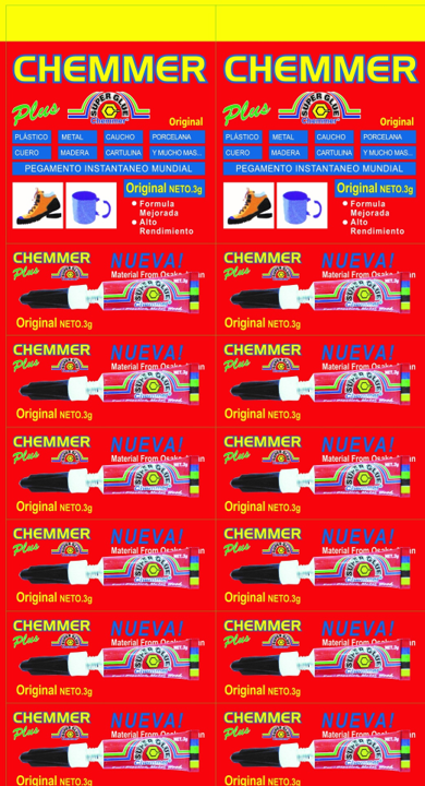 SUPER GLUE CARTON ROJO CHEMMER 5GR X 12